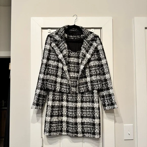 Theory Black and White Tweed Dress Sz 4 - Picture 7 of 9